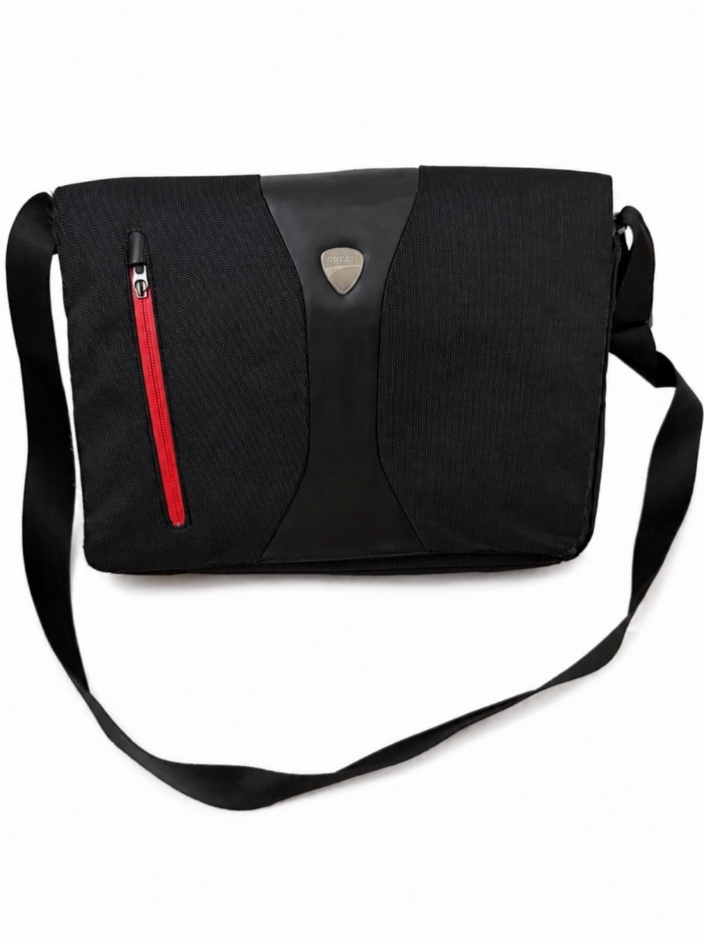 Ducati Black Messenger Bag with Red Accent for Men